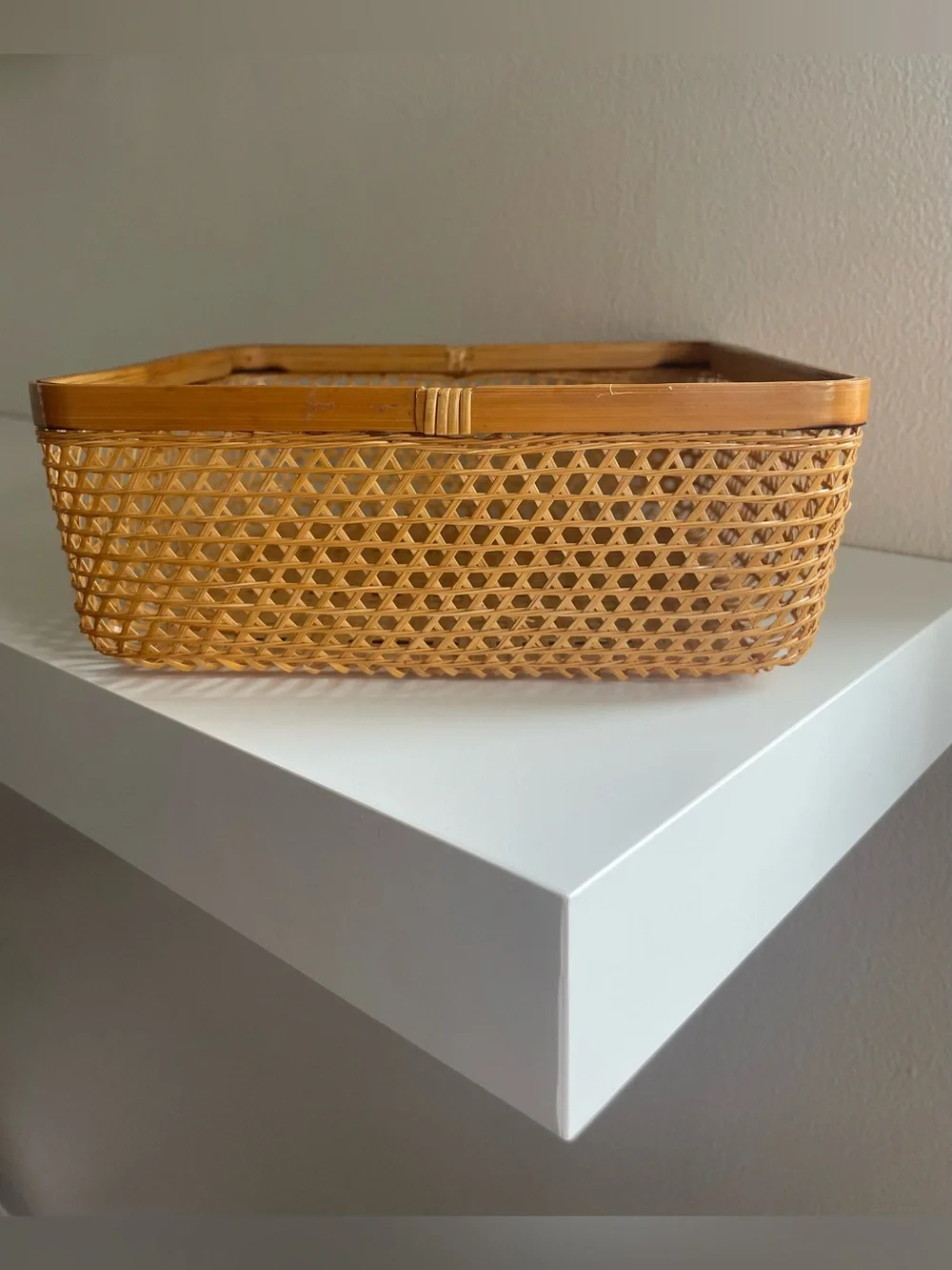 Woven Rattan Rectangular Basket - Picture 4 of 13